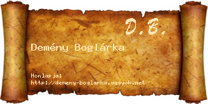 Demény Boglárka névjegykártya
